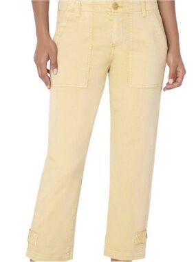 Liverpool 16/33 Women's Casual Straight-Leg cargo pants in Light Yellow